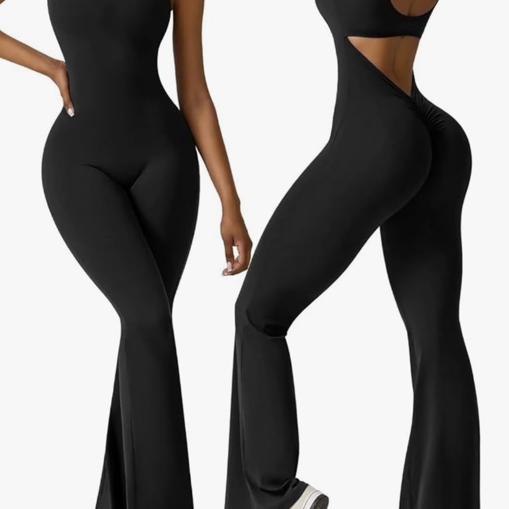 Black Cutout Flared Jumpsuit